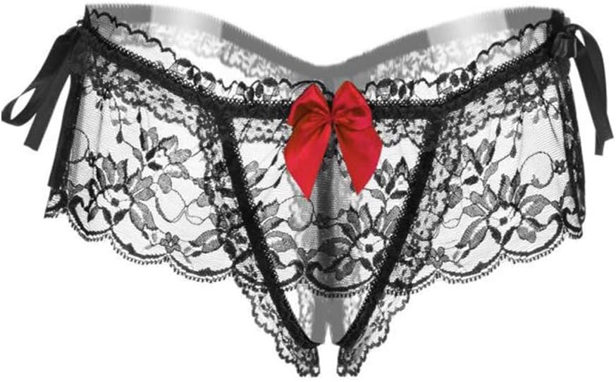 Zhucehaonan Women's Sexy Lace Panties Lingerie High-Crotch Transparent Floral Briefs Ladies Erotic Underwear Thongs Underpant Knickers