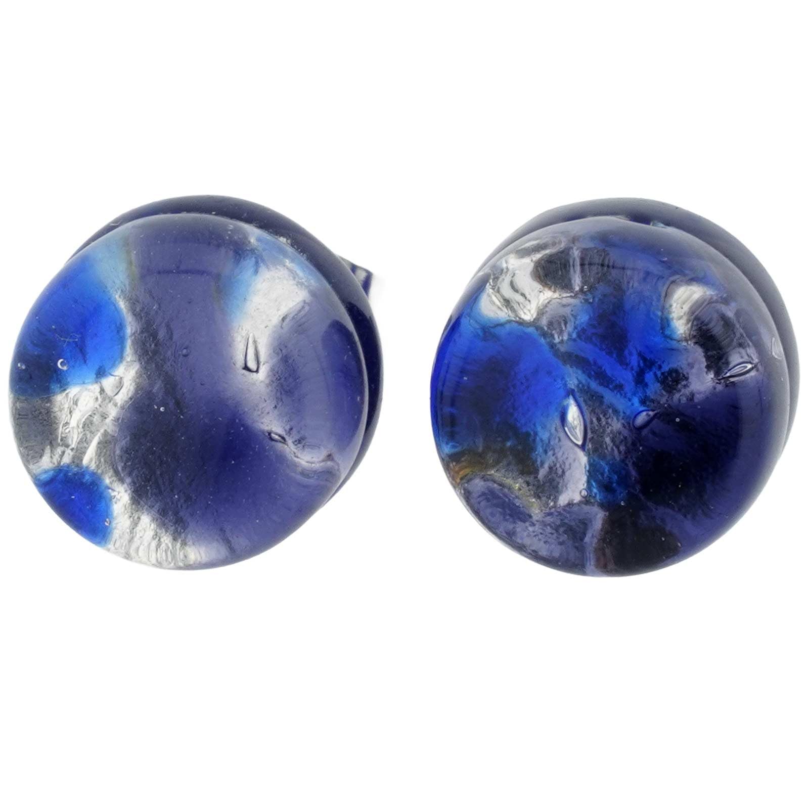 Glass Of Venice Murano Glass Venetian Reflections Round Stud Earrings - Periwinkle