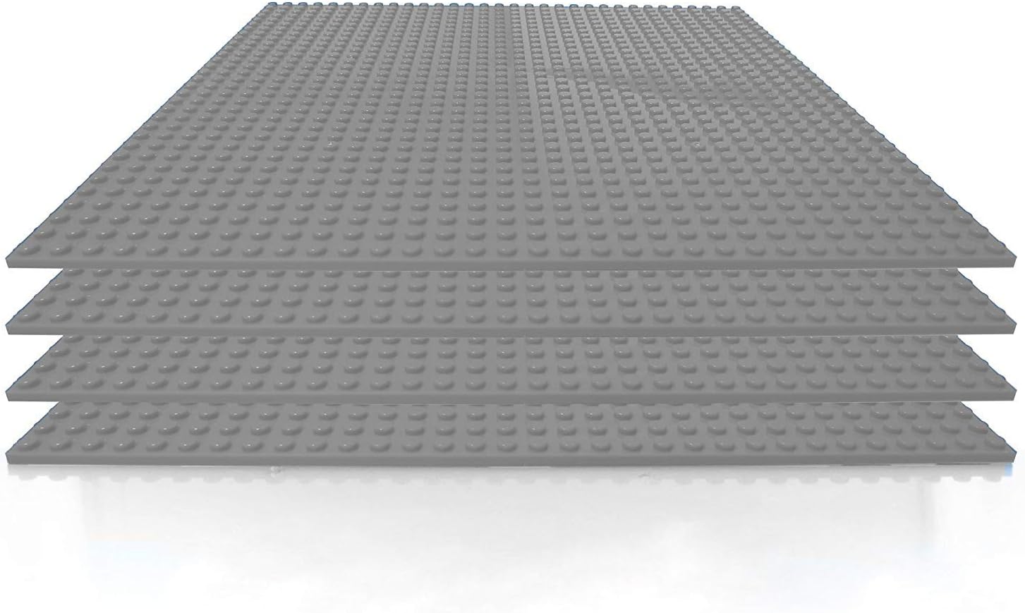 Building Bricks - 10 x 10 Inch Gray Stackable Baseplate (4 Pack) Classic Baseplates Compatible with All Major Brands
