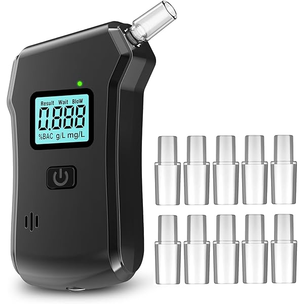 Lorrtta Alcohol Breathalyser Tester UK, Portable High Accuracy BAC Detector With 12 Mouthpieces, Alcohol Breathalyser Kits For Home, Travel, Car & Party Use