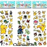 8 sheets Pokemon Go 3D Puffy Stickers Pikachu Party Favors by CharmTM