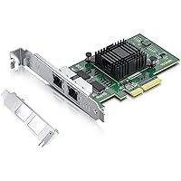 Gigabit Dual NIC Card with Intel I350 Chip, 1Gb Network Card Compare to Intel I350-T2 NIC, Dual RJ45 Ports, PCI Express 2.1 X