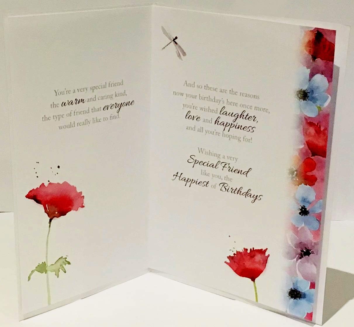 Happy Birthday to My Special Friend Card, Flowers, 8.5 x 6 Inches, Words and Wishes, red|green|yellow|brown - Image 3
