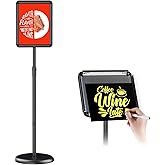 Newzueby Adjustable Pedestal Floor Stand Sign Holder for 8.5*11 inches Poster or chalk board, Snap open frame,360° Rotation,Outdoor Indoor Standing Display Sign Holders for advertising ,Black