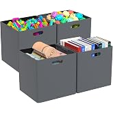 Ziglous Plastic Foldable Cube Storage Bin, Collapsible Storage Cubes 4-Pack | 11 Inch Folding Organizer Cube Baskets
