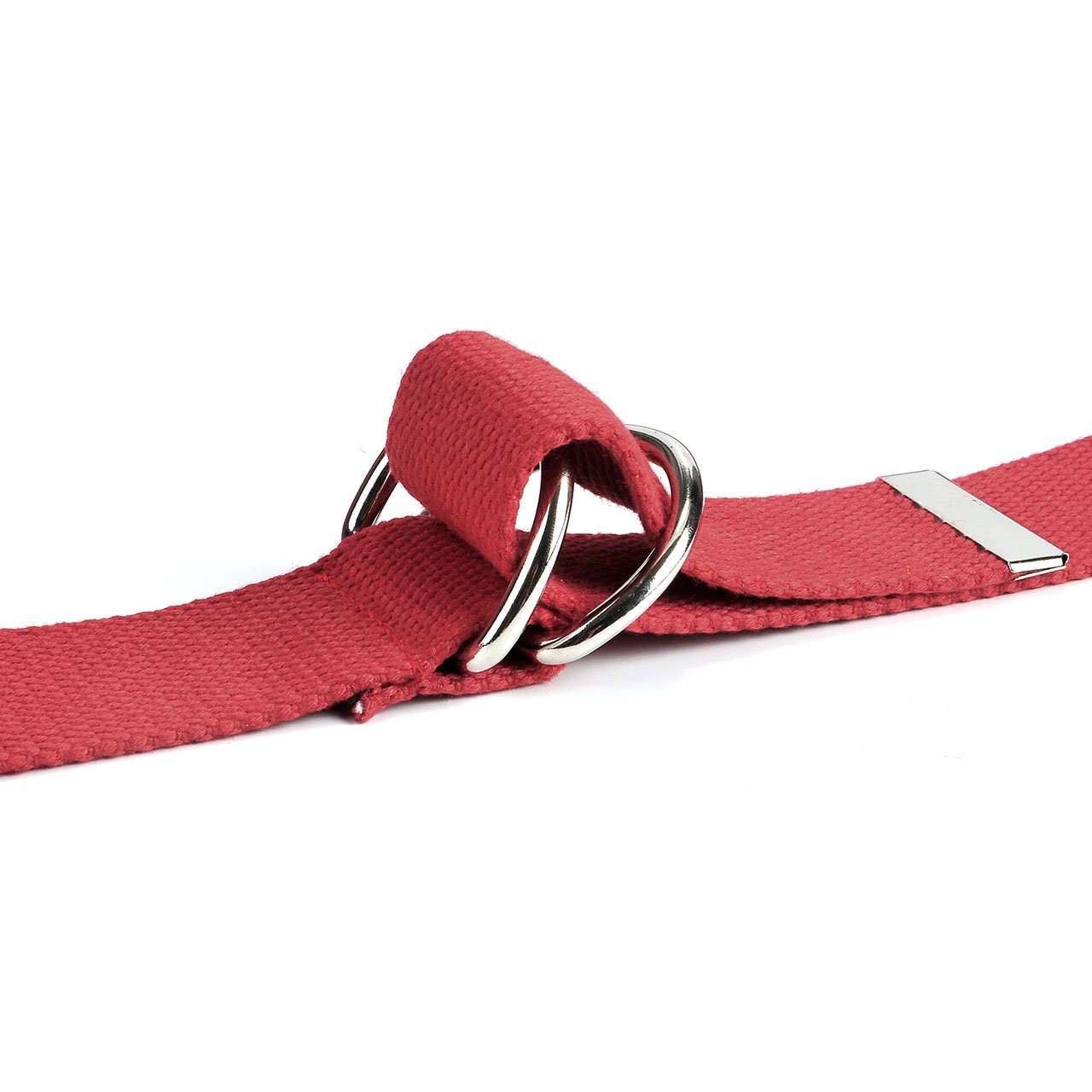 CHIC DIARY Unisex Canvas Web Belt Double D-Ring Buckle 10 Colors Available (01-Red)