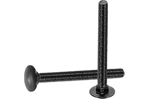 uxcell 5Pcs Carriage Bolts, M6 x 60mm Stainless Steel 18-8 (304) Round Head Square Neck Screws Black Oxide Bolt Screw for Fas