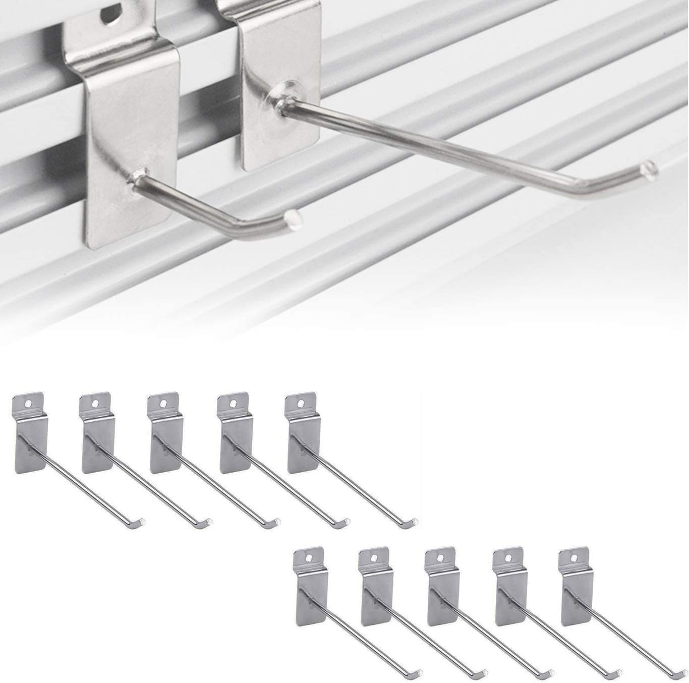 Slat Wall Hooks, 25pcs 15cm Slat Board Hooks Display Panel Board Hangers with Single Prong for Garage Retail Store Display