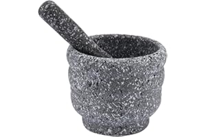 KICHOUSE Granite Mortar and Pestle Set for Kitchen Garlic and Medicine Grinding, Household Spice Grinder Bowl