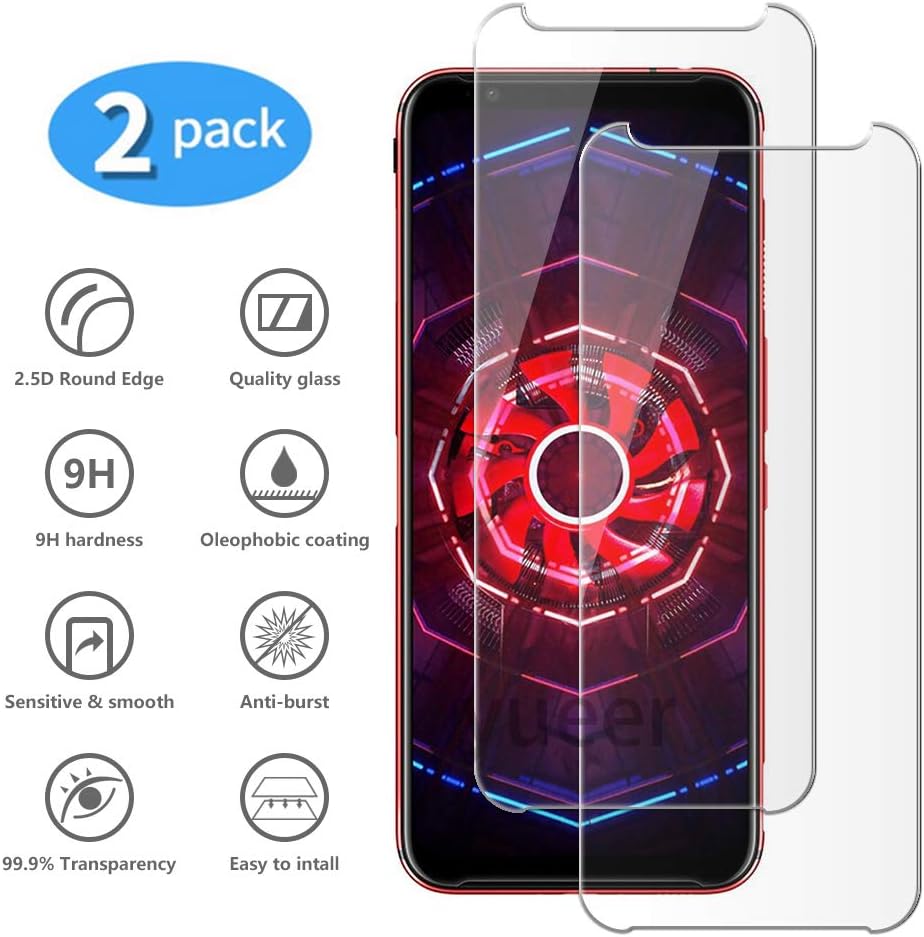 yueer For Nubia Red Magic 3 Screen Protector, Tempered Glass Screen Protector-[Ultra Thin] [High Definition][Bubble-Free] [Easy Installation] [Anti Scratch].
