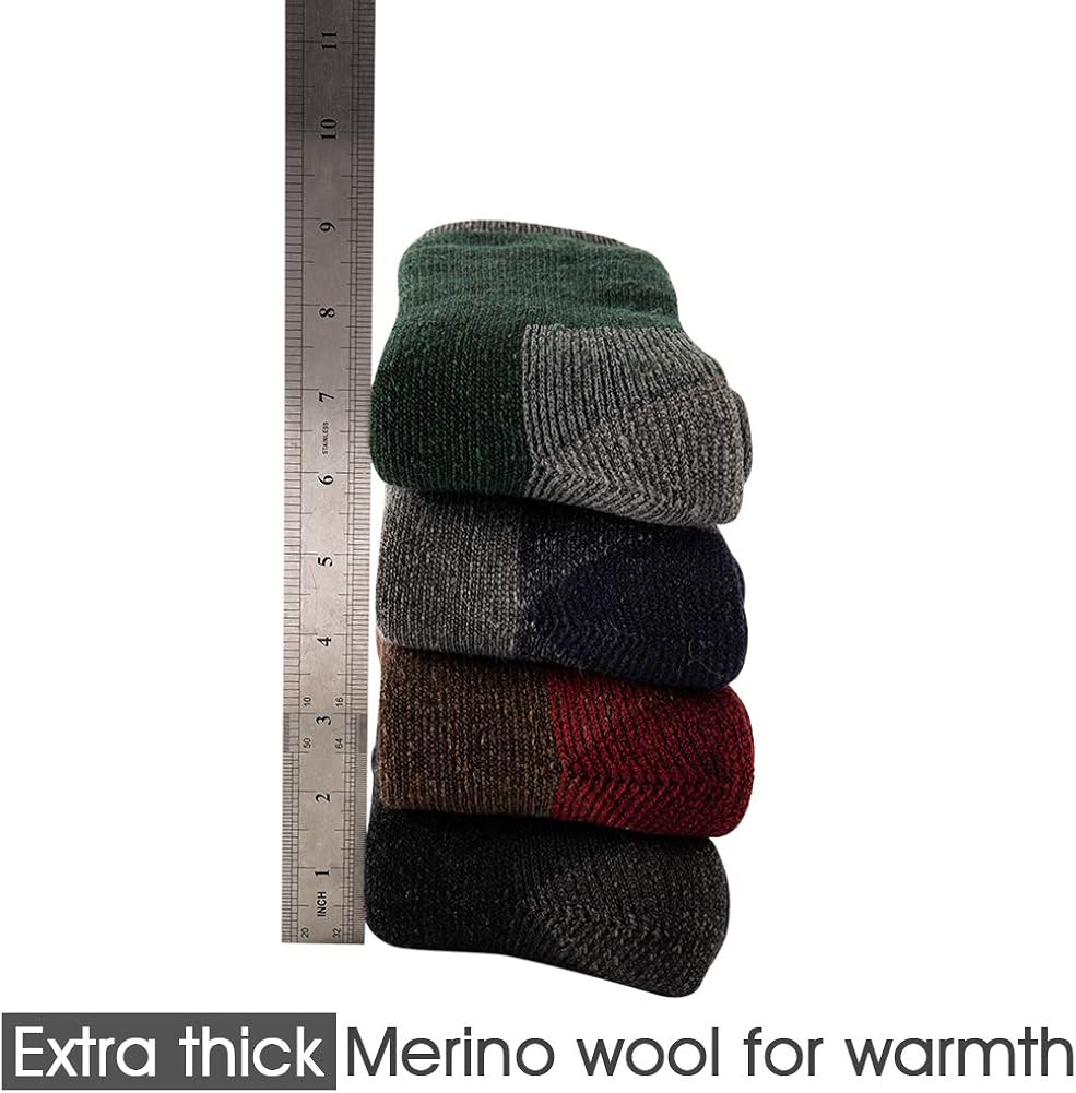 KAVANYISO Men's Thermal Merino Wool Hiking Socks Breathable Athletic Crew Thicken: Clothing