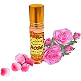 ROSE Perfume Oil - All-Natural Essential Oil Fragrance - Huile de Parfum - Bulgarian Damask Rosa Damascena Petals Otto, Tea Rose, De Mai - Roll On Roller Ball - Party Travel Guest Favors Gifts - 10ml
