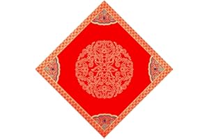 GARDANER DIY Chinese New Year Calligraphy Rice Red Paper,Red Forever Full Ripe Xuan/Sumi Paper,Fu Dou Fang Square,34cm*34cm(13.5inch*13.5inch),20 Sheets (huakaishengshi)