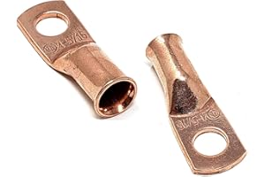 WINDYNATION 25 pcs WNI 4 Gauge x 5/16 Pure Copper Battery Welding Cable Lug Connector Ring Terminals