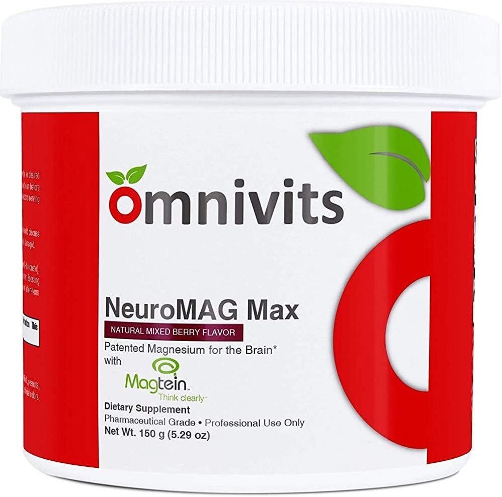 Omnivits Neuro MAG Max Natural Mixed Berry Flavor | Optimized Magnesium for Brain & Body | Magnesium Chelate Albion Di-Magnesium Malate & Magtein | Highly Absorbable | 5.29 oz 60 Serving