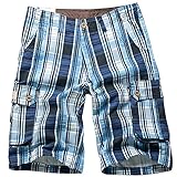Hestyleart Men's Plaid Patchwork Cotton Shorts Pants