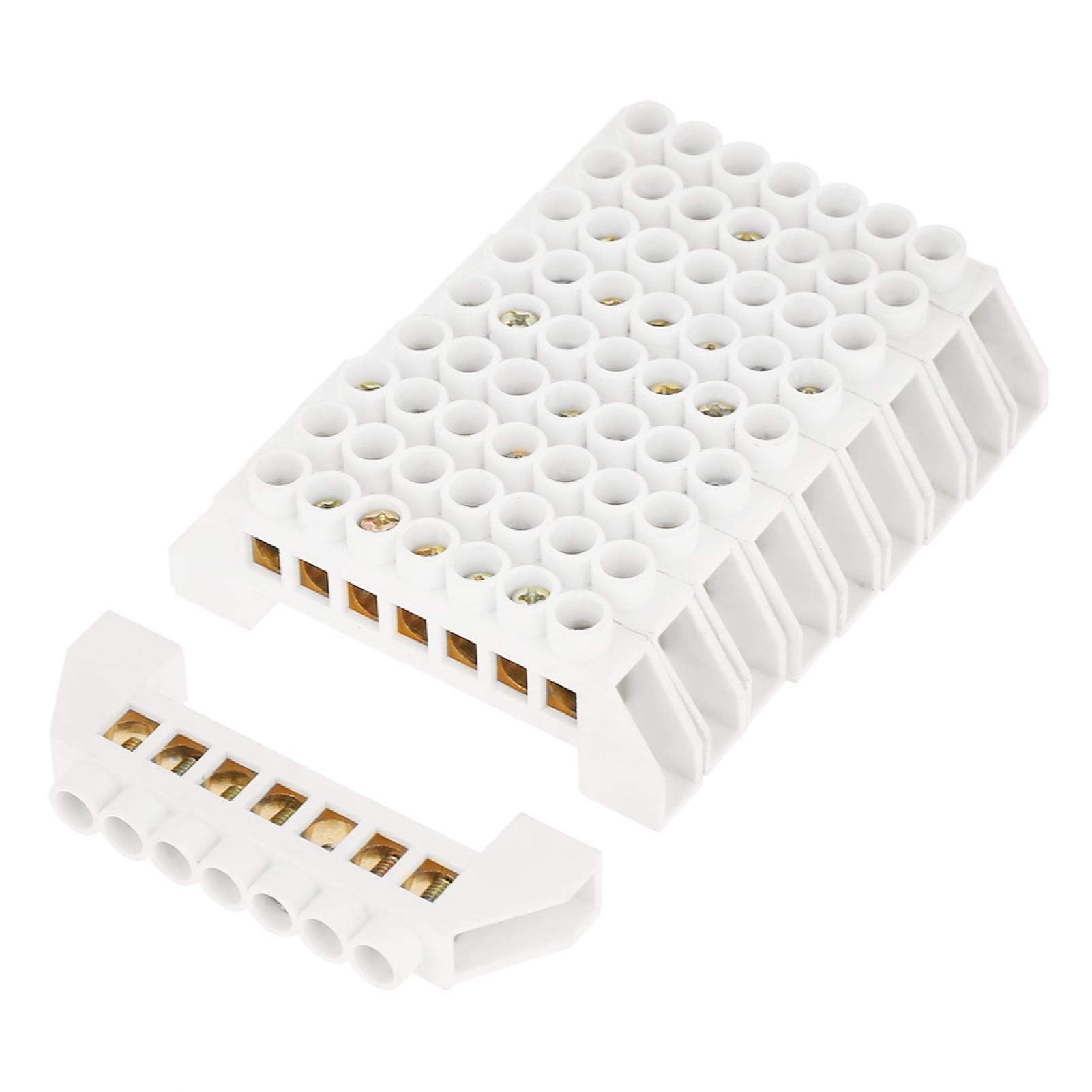Terminal Blocks,10pcs 7-Hole Bridge Design Electrical Distribution Wire Screw Brass Terminal Block Connectors Terminals