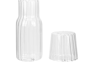 PATKAW Glass Water Carafe Set 400ml High Borosilicate Glass Cold Water Jug with Cup Drinking Kettle