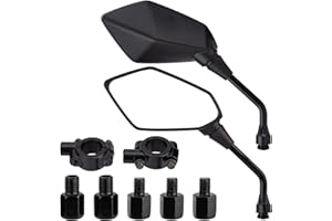 CICMOD Motorcycle Mirrors Rear View Side Mirror for Scooter, ATV, Dirt Bike, Cruiser, Snowmobile, with M8 M10 Threaded Bolts, 7/8" Handlebar Mirror Mount