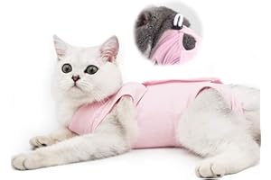 YEAPEETO Cat Professional Recovery Suit for Abdominal Wounds and Skin Diseases, E-Collar Alternative for Cats and Dogs, After Surgey Wear Anti Licking, Recommended by Vets（Pink,S