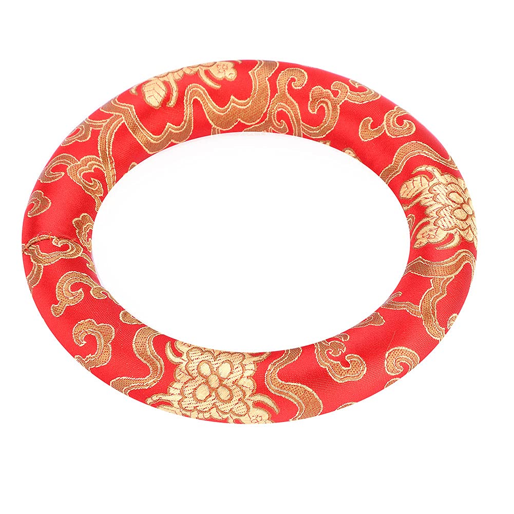 VGEBY Singing Bowl Cushion, 16cm/6.3in Singing Bowl Ring Pillow Silk Brocade Round Meditation Singing Bowl Cushion Ring for 7-10 Inch Diameter Singing Bowls (Red), VGEBYM98SVGW6U3-01