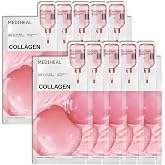 MEDIHEAL Collagen Essential Face Sheet Mask, Skin Firming (10ea) | with Peptide, Ceramide for Skin Nourishment &amp; Plumping Hydration | Plastic-Free Vegan Sheet | Korean Skincare