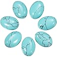 MECCANIXITY Flat Oval Stone,Oval Cabochons Stones 14mm x 10mm Natural Stone Cabochons for Jewelry Making DIY Photo Frame Home Decor (Pack of 7, Turquoise)