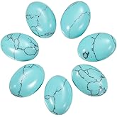 MECCANIXITY Flat Oval Stone,Oval Cabochons Stones 14mm x 10mm Natural Stone Cabochons for Jewelry Making DIY Photo Frame Home Decor (Pack of 7, Turquoise)