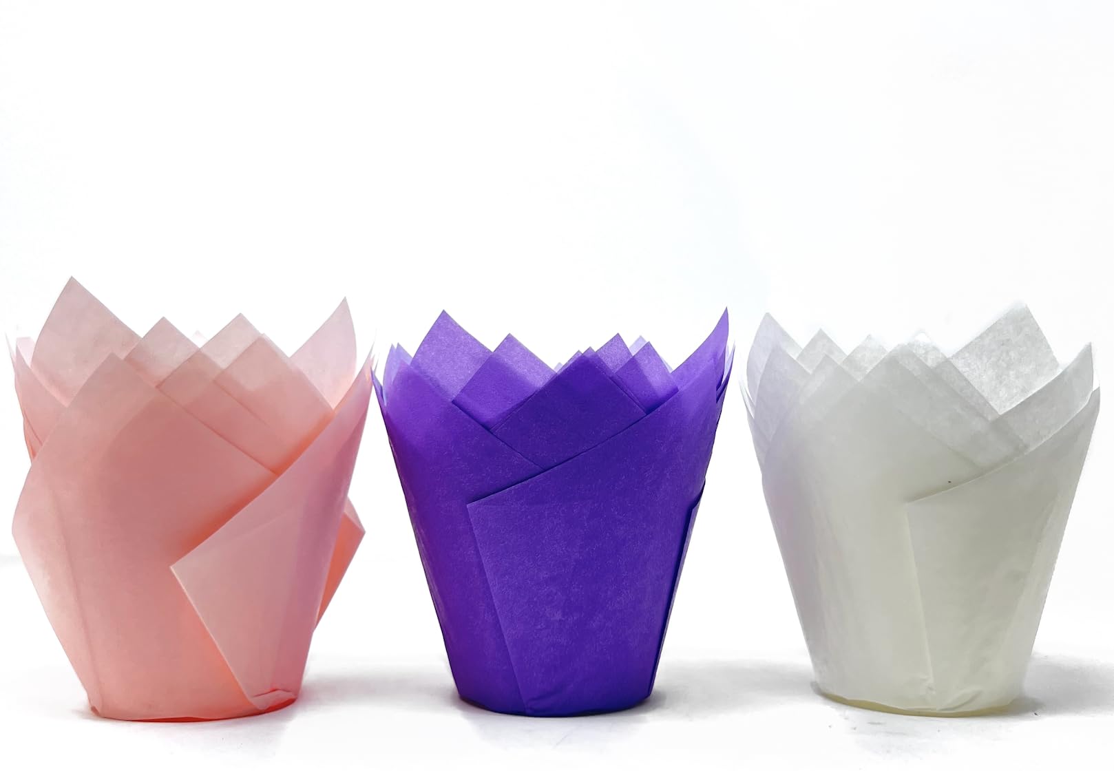 Bakery Direct Tulip Muffin Wraps - Bundle Pack Multi-Colour Cupcake Baking Cake Cases (White, Pink & Purple, 150)