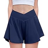 Zaclotre Girls Flowy Shorts with Spandex Liner V Crossover 2 in 1 Athletic Running Shorts with Pockets Kids Butterfly Skorts