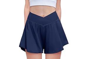 Zaclotre Girls Flowy Shorts with Spandex Liner V Crossover 2 in 1 Athletic Running Shorts with Pockets Kids Butterfly Skorts