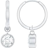 Certified 1.9 Carat Moissanite Hoop Earrings in Silver, D-Vs1 Quality, Bezel Set Moissanite Drop Earrings (Ideal For Gift)