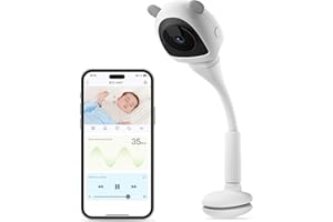VerdiNex Smart Baby Monitor WiFi with Camera and Audio, Baby Breathing Detection Contact-Free AI, 2K Night Vision Contact Free Camera Device, Wireless App Control, No Monthly Fee - White