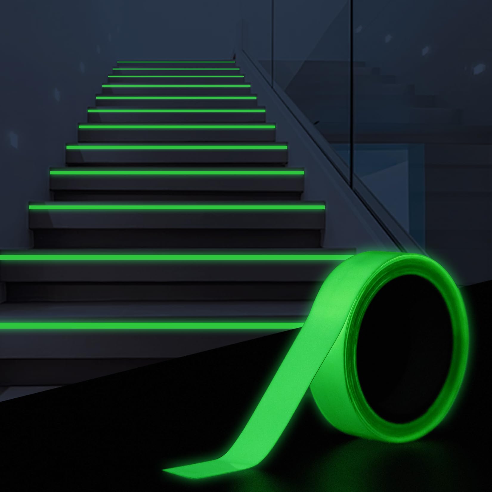 Photo 1 of CARGEN Green Glow in The Dark Tape, Fluorescent Wall Halloween Decor Light Up Stickers All Bright Luminous Night Adhesive Marker for Stage Floor, Stair Safety, Walls and Exit Sign, 0.5" x 10 Feet