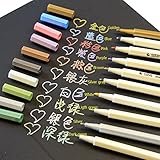 Zcargel Hot Sale Metallic Marker Pens, Set of 10 Colors,For Card Making,DIY Photo Album, use on Any Surface-paper,glass,plastic,pottery (10)