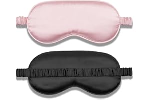 Amrules Sleep Mask 2 Pack, Soft Blackout Eye Mask for Women Men, Eye Sleep Shade Cover for Back and Side Sleeper, Sleeping Mask Night Blindfold for Night Sleep, Travel, Nap (Pink, Black)