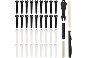 DIVINA VITAE 36PCS Acoustic Guitar Bridge Pins with 2PCS Guitar Saddle Nut and Bridge Pin Puller Remover, Guitars Pegs Replacement Parts and Accessories (White + Black)