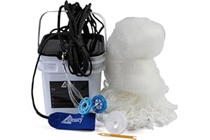 Drasry Saltwater Fishing Cast Net 3/8 and 1/4 Mesh with Heavy Duty Gray Sinker American Monofilament Fish Throw Net for Bait Trap 3FT 4FT 5FT 6FT 7FT 8FT 9FT Radius