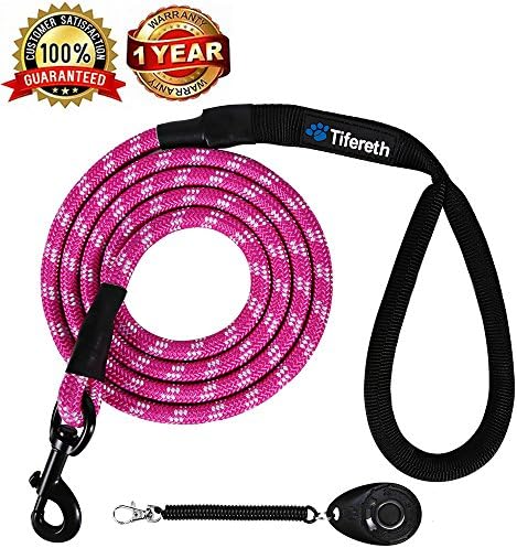Rope Medium-Large 6ft-4ft Dog-Leash - Strong Big Heavy Duty Climbing Rope Leash with Soft Padded Handle for Medium to Large Dogs