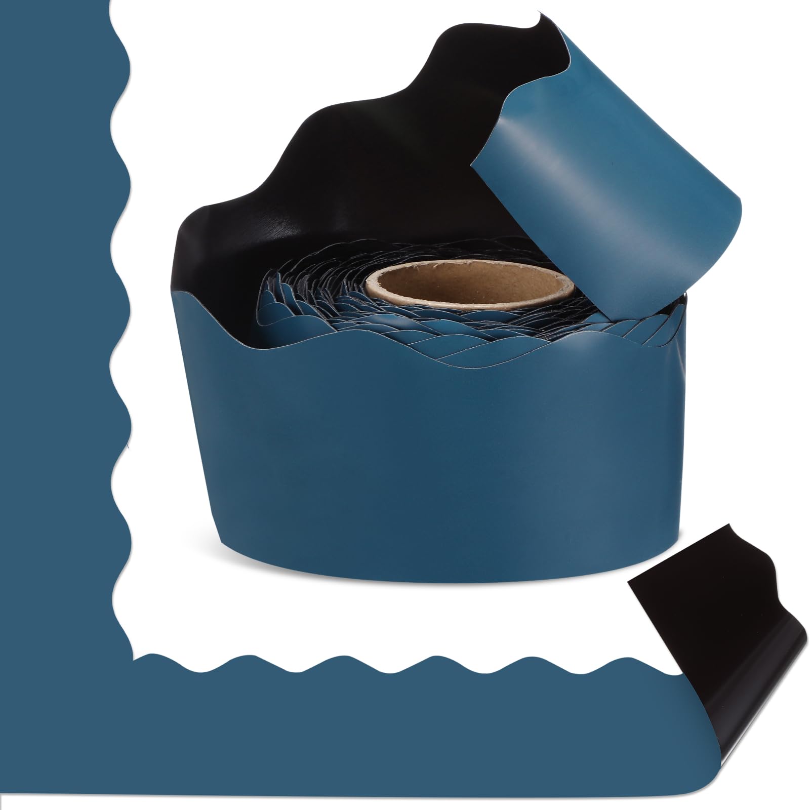 Photo 1 of Tenceur 48 Ft x 2.75 Inch Large Magnetic Bulletin Board Borders Bulletin Boarder Trim for Classroom Whiteboard Decorations Scalloped Trim for Office Chalkboard Home Decoration (Slate Blue)