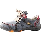 TMA EYES Women's Leather Soft Sole lace-up Fashion Shoes with Hand-Stitched Design