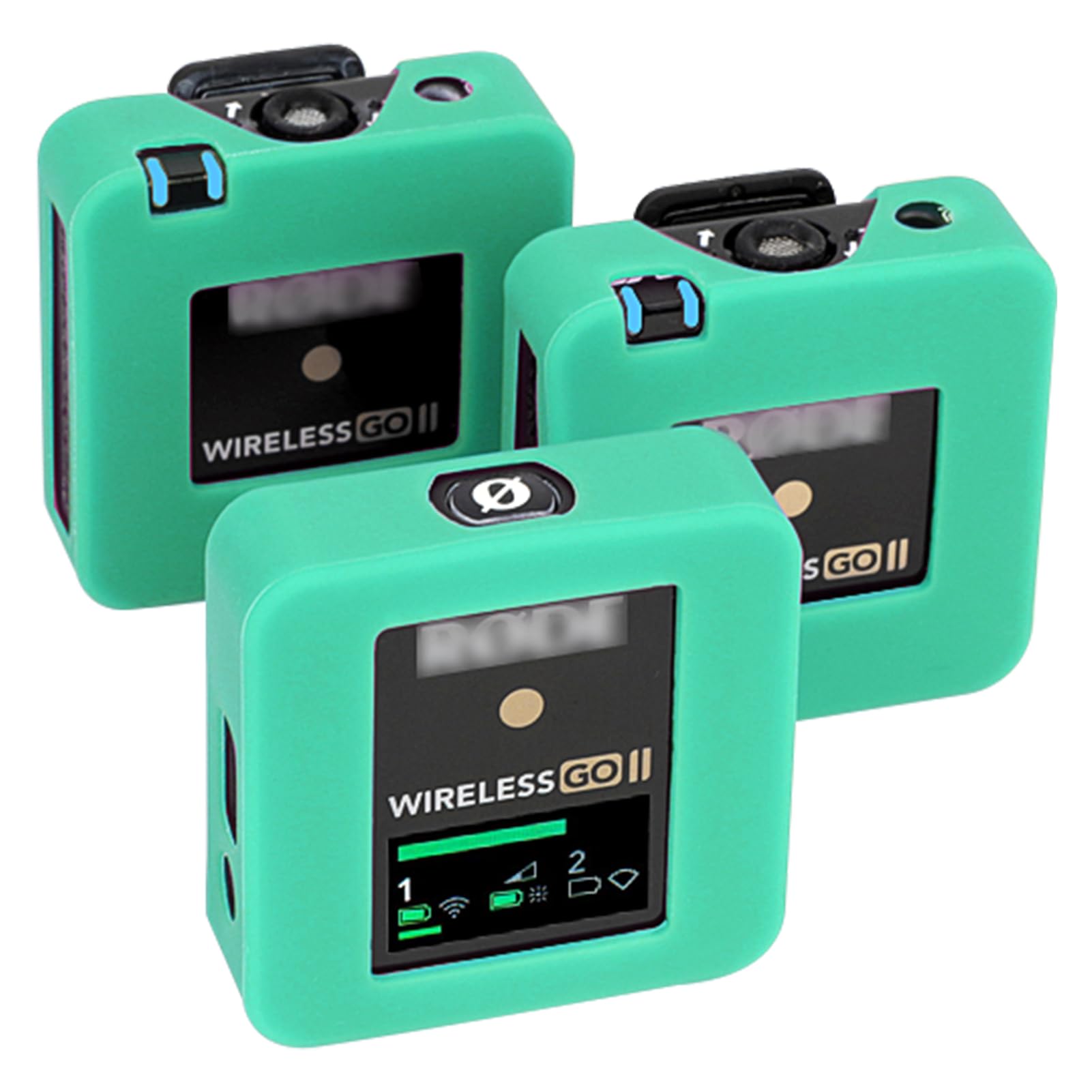 YOUSHARES Silicone Case Cover Compatible with RODE Wireless Go II RODE Wireless GO 2 Wireless Microphone Case Sleeve (3PCS Lake Green)