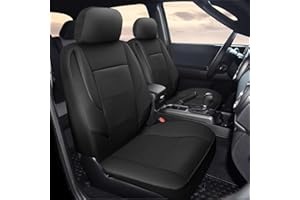 GIANT PANDA Front Car Seat Cover Custom Fit Toyota Tacoma 2016 2017 2018 2019 2020 2021 2022 2023 2024 2025 Double & Crew Cab SR, SR5, Limited, TRD Pro, TRD Sport, TRD Off-Road,Faux Leather(Black)