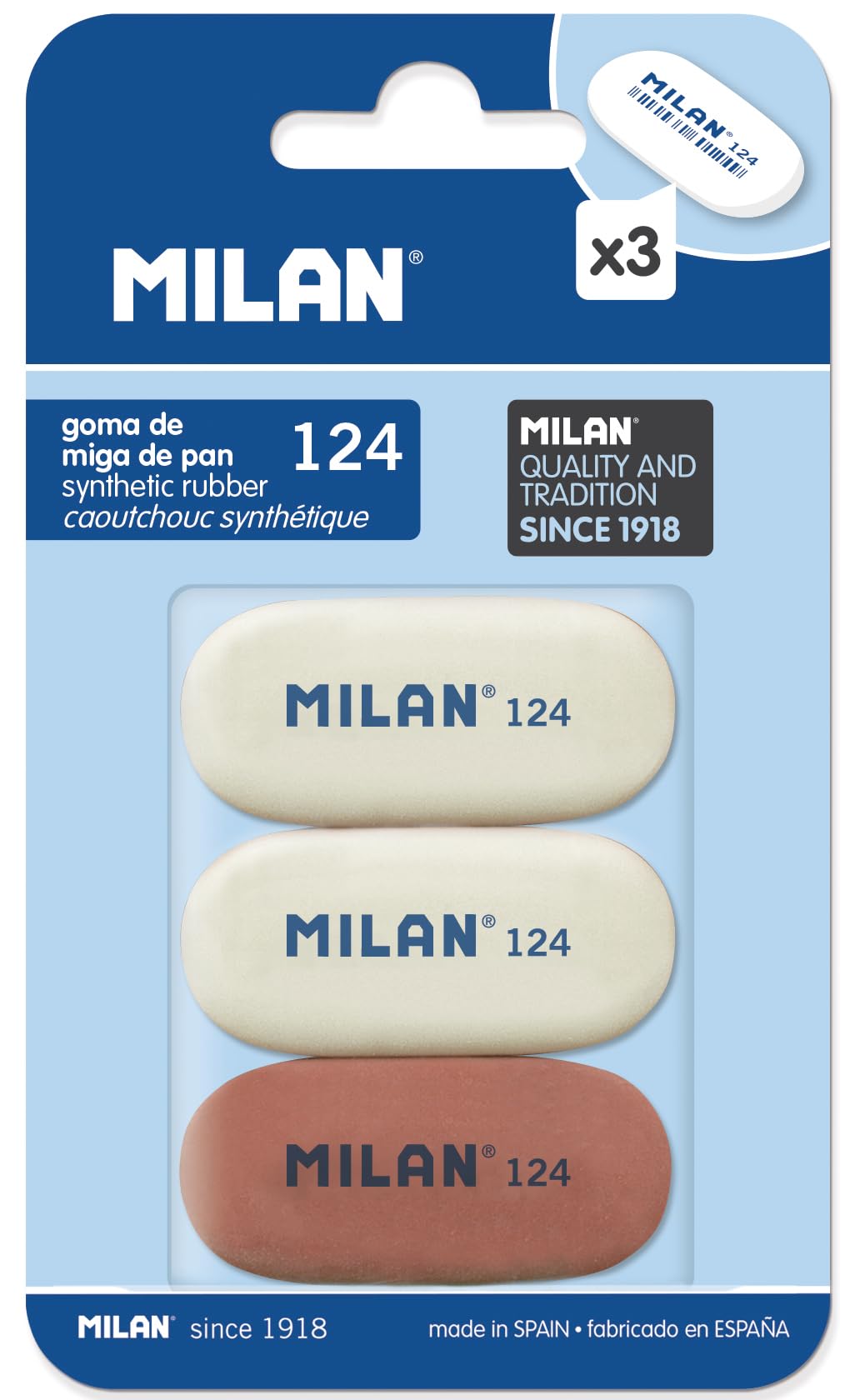 Blíster 3 gomas de borrar miga de pan 124