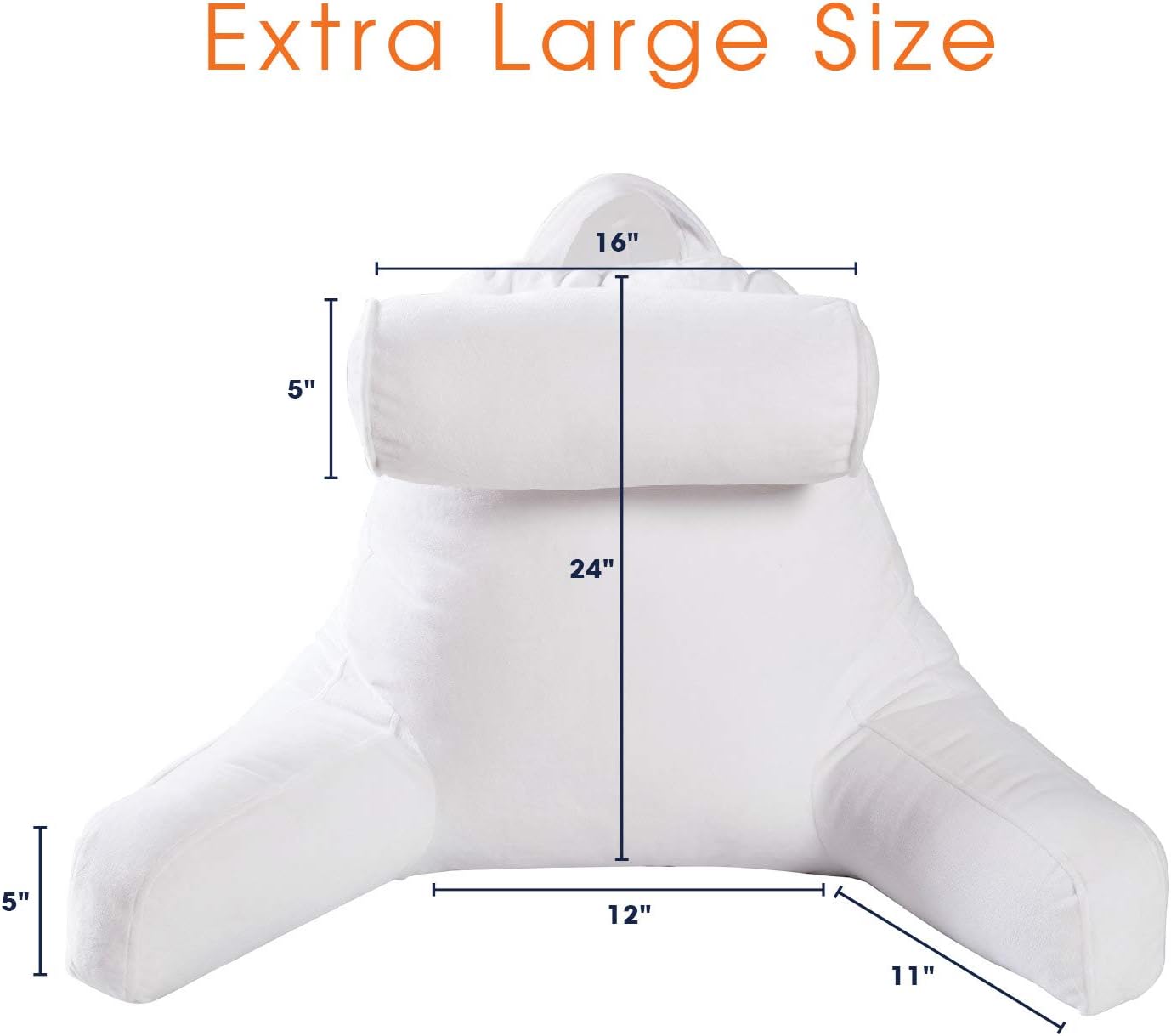 Cheer Collection Memory Foam Filled TV,Reading and Bed Rest Pillow with Detachable Cervical Bolster and Headrest Pillow, Washable Cover (Ivory): Home & Kitchen