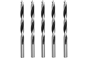 TIBOO DAY Brad Point Wood Drill Bits for Woodworking, 3mm (1/8") Dia Brad Point Drill, Carbon Steel Metric Brad Point Drill Bits with Double Flutes Design for Soft & Hard Woods MDF Acrylic, 5 Pcs