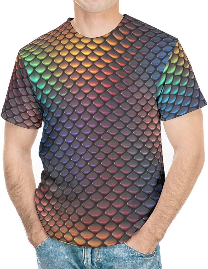 Colorful Dragon Scale Men's TShirt Print Sport Fitness Polyester Short