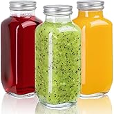 umud Juice Bottles with Lids, 16 Oz - Set of 3 - Clear Glass Jars with Caps - Reusable Empty Drink Containers for Juicing, Smoothies, Water, Milk, Kombucha Storage, Wellness Shots and More (3)