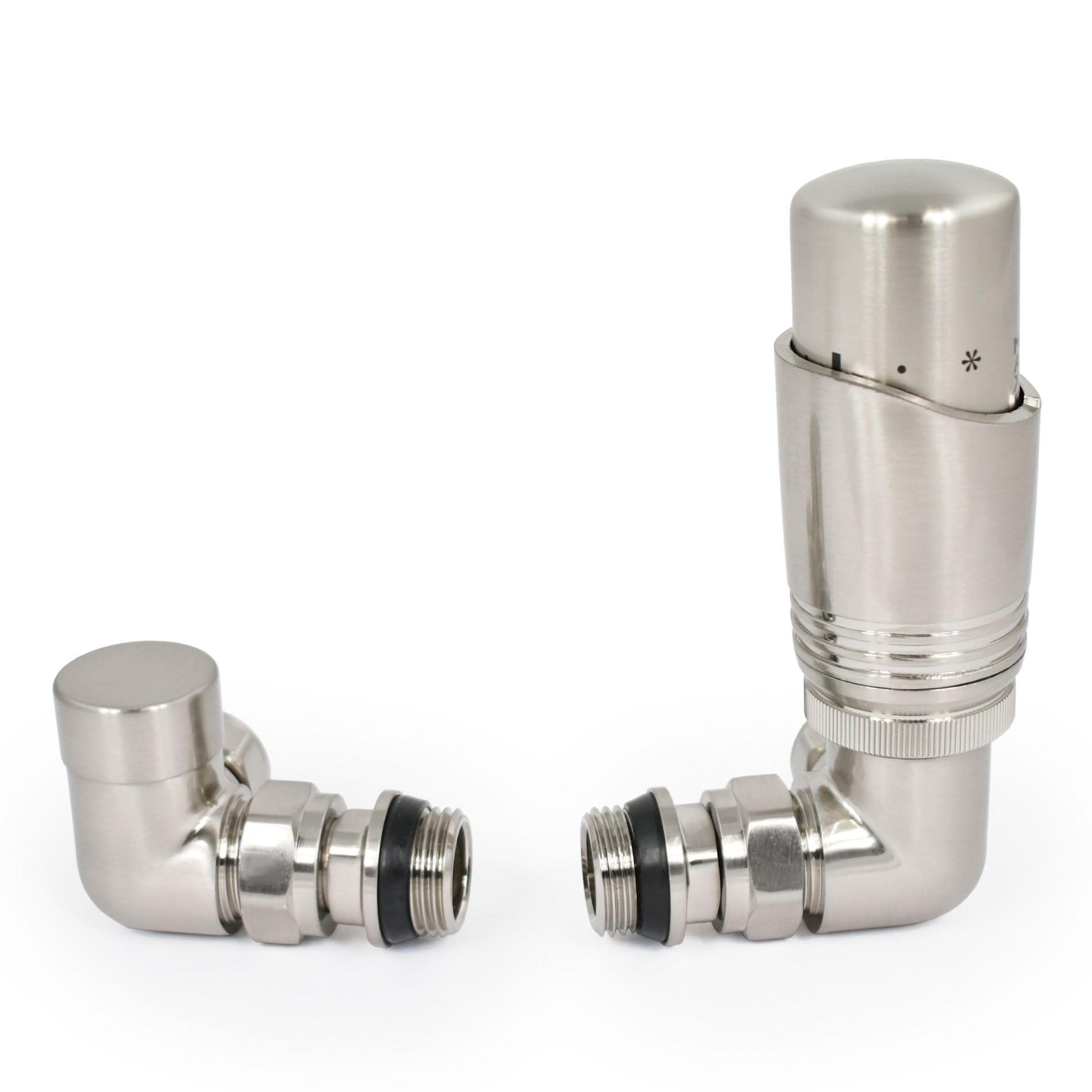 Thermostatic Radiator Valve Corner TRV – Zeta (Satin Nickel)
