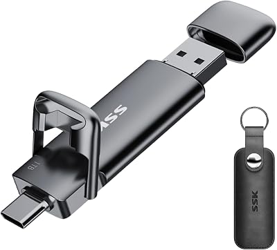 SSK 1TB USB C External SSD Dual USB A/C 550MB/s Gen2 Portable Drive